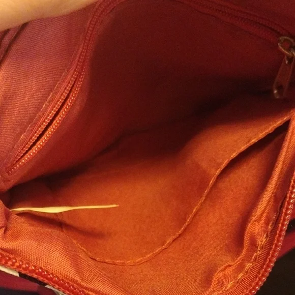 Chevron Crossbody Bag with Red Accents - Picture 3 of 7